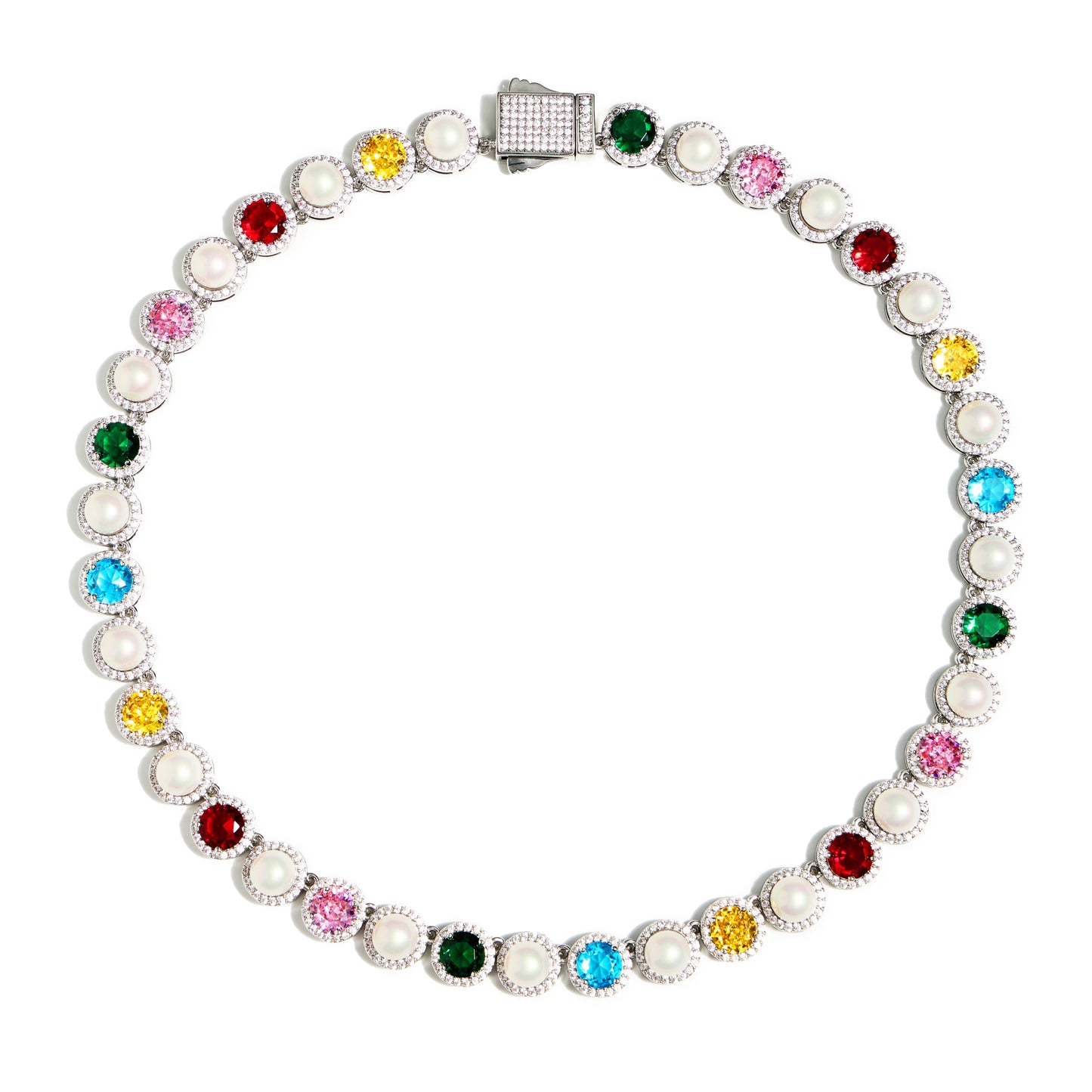 Silver Rainbow Serenade Gemstone Necklace