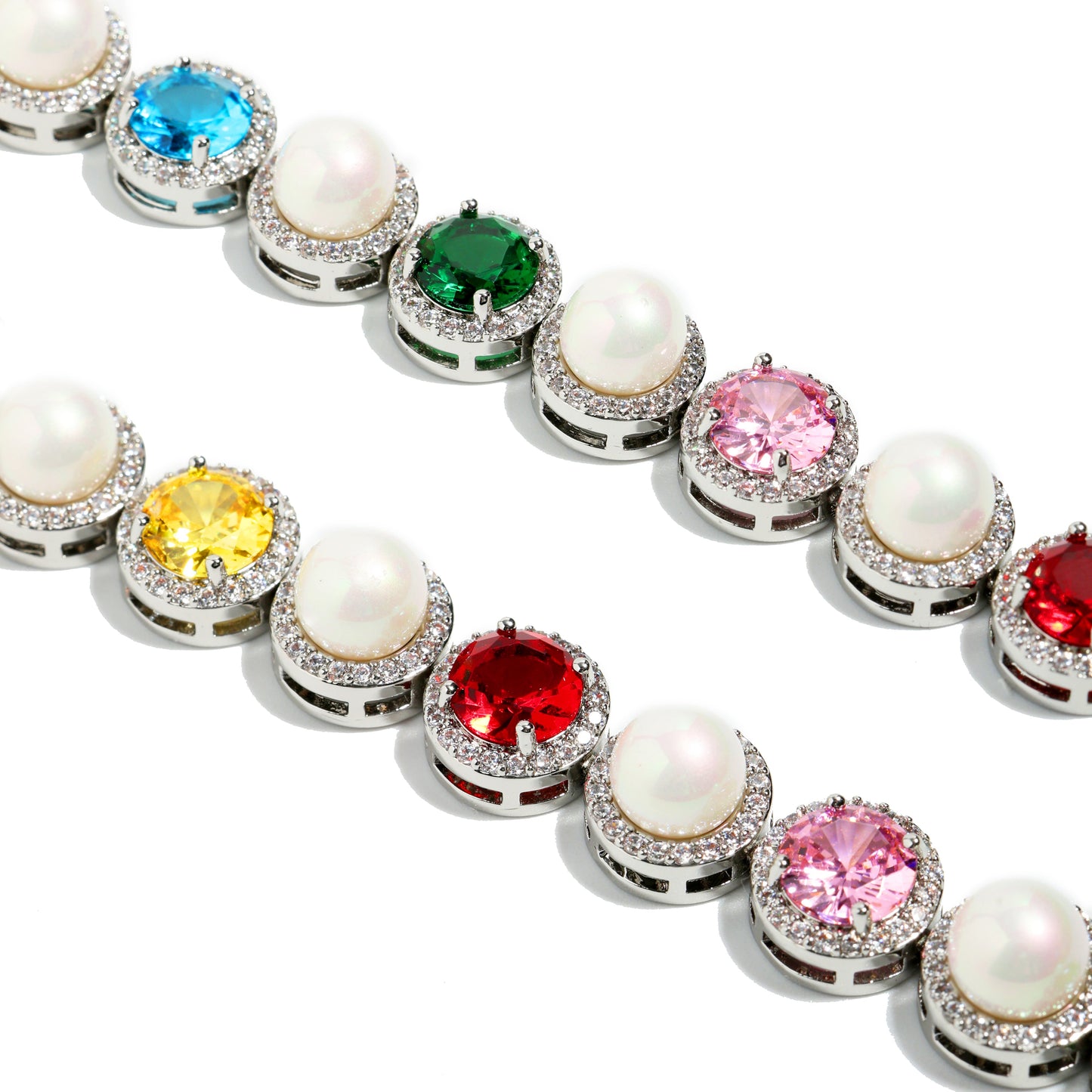 Silver Rainbow Serenade Gemstone Necklace