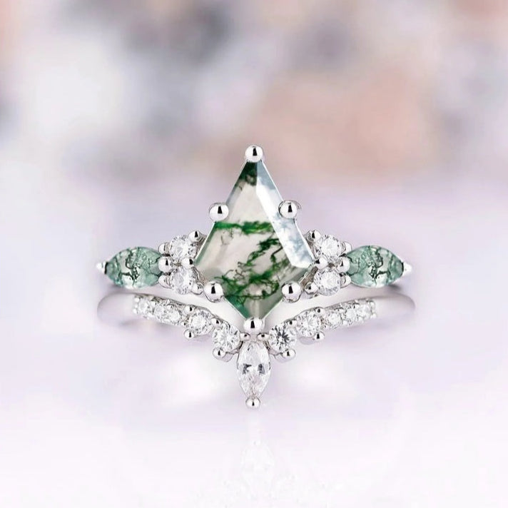 Moss Agate Couples Ring