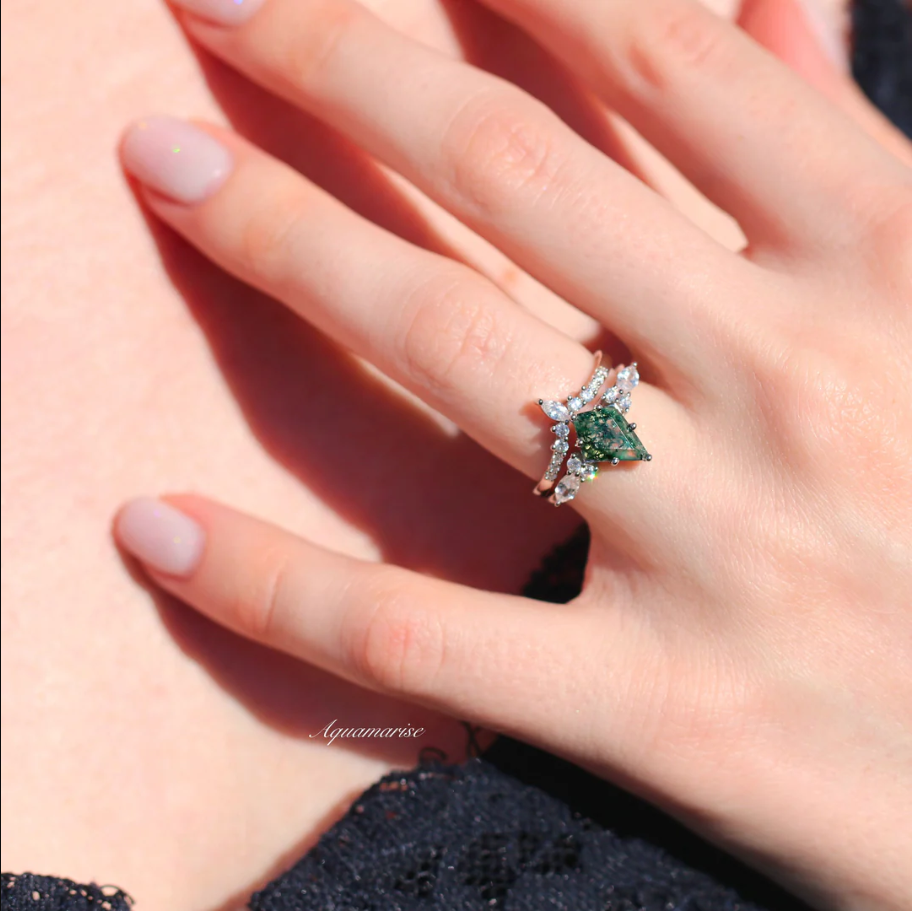 Green Moss Agate Ring - Sterling Silver