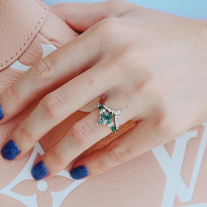 Moss Agate Couples Ring