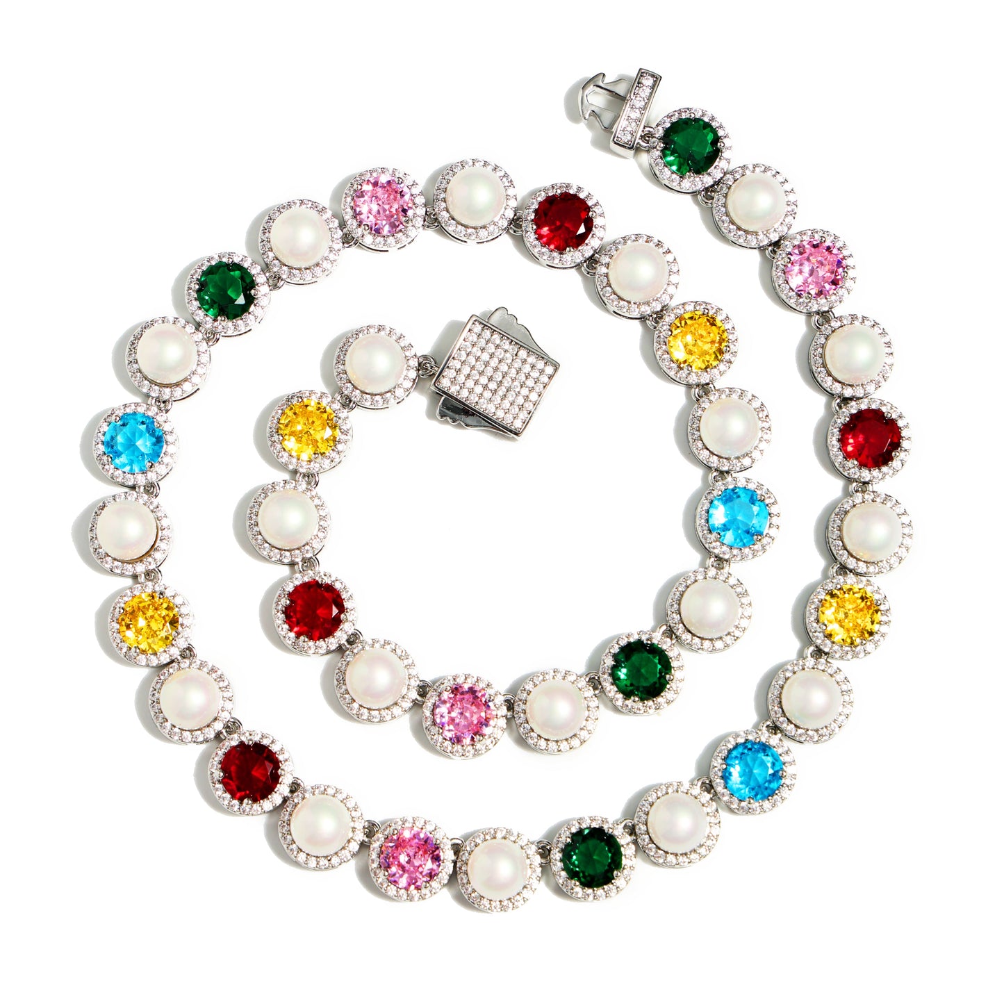 Silver Rainbow Serenade Gemstone Necklace