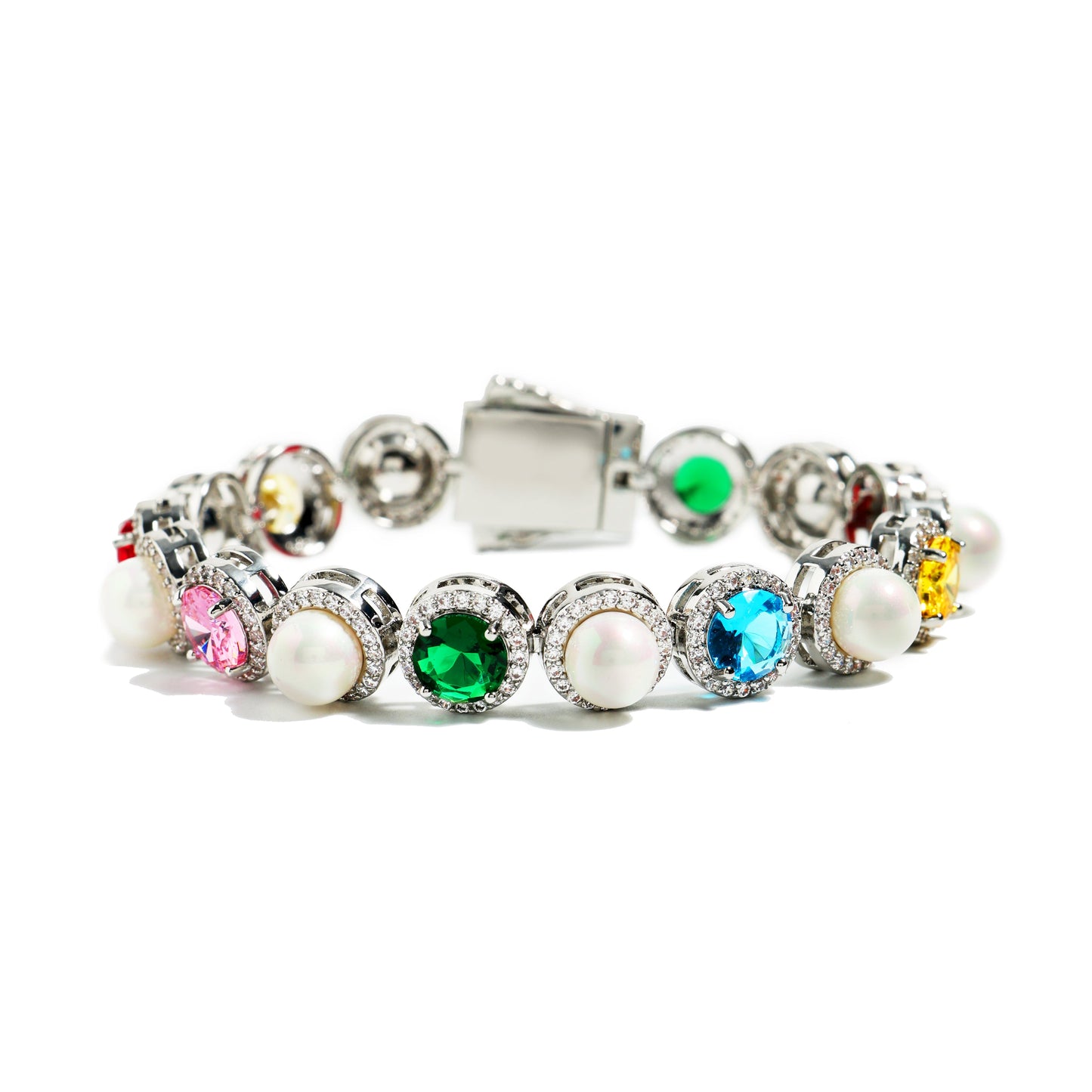 Silver Rainbow Serenade Gemstone Necklace