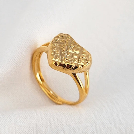 Heart Shaped Ring Gold Plated Nugget Rings