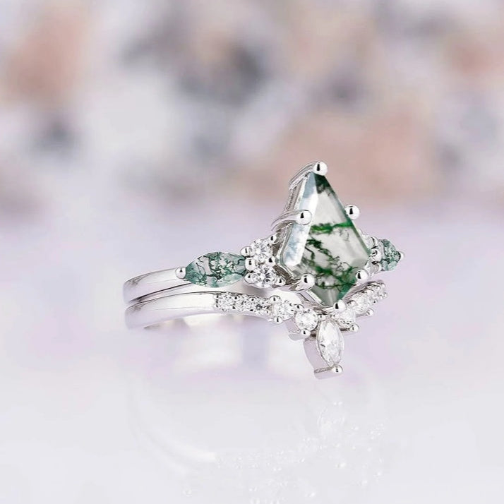 Moss Agate Couples Ring