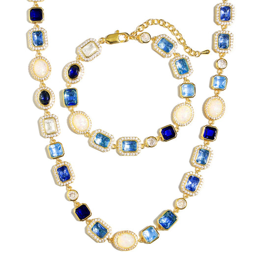 Blue Gemstone (Unisex Necklace ＆ Bracelet)